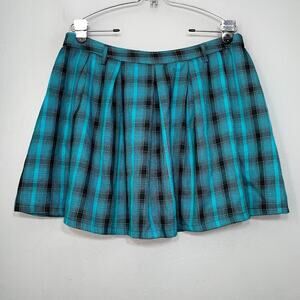 Hot Topic Size XL Teal Black Plaid Flirty Mini Skirt Dark Academia Twee Punk Y2K
